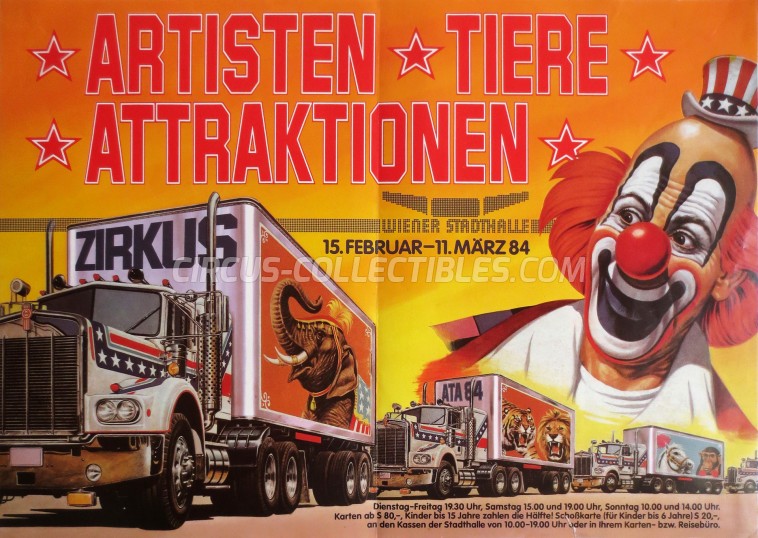 Artisten-Tiere-Attraktionen Circus Poster - Austria, 1984