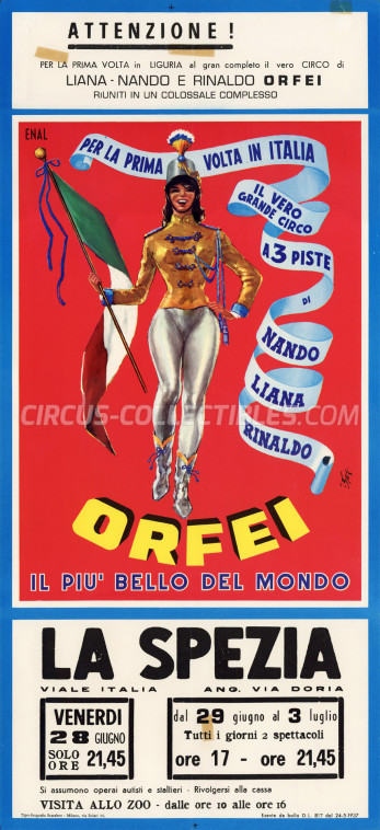 Nando-Liana-Rinaldo Orfei Circus Poster - Italy, 1968