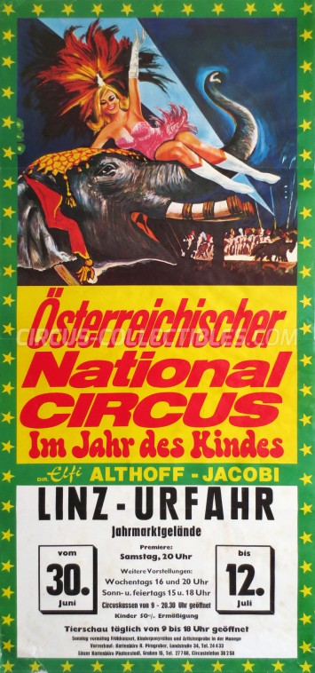 Elfi Althoff-Jacobi Circus Poster - Austria, 1973