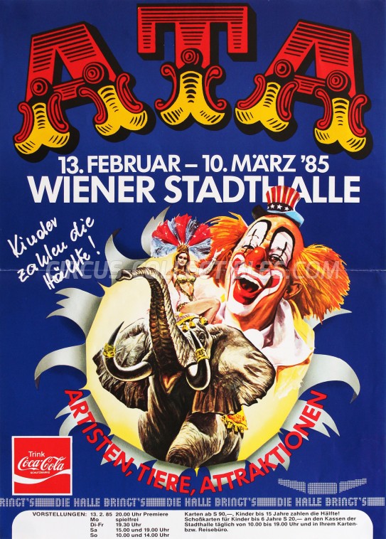 Artisten-Tiere-Attraktionen Circus Poster - Austria, 1985