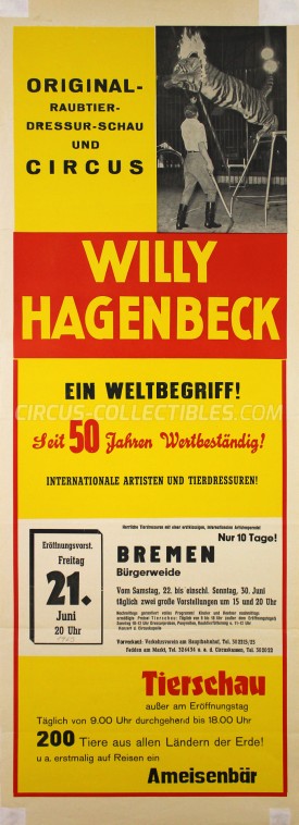 Willy Hagenbeck Circus Poster - Germany, 1963
