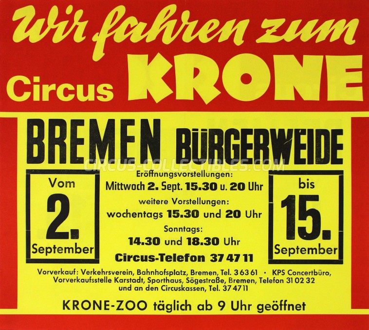 Krone Circus Poster - Germany, 1981