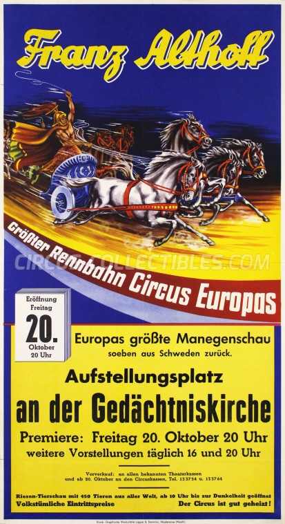 Franz Althoff Circus Poster - Germany, 1961