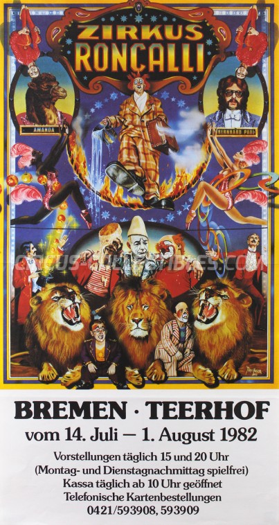 Roncalli Circus Poster - Germany, 1982