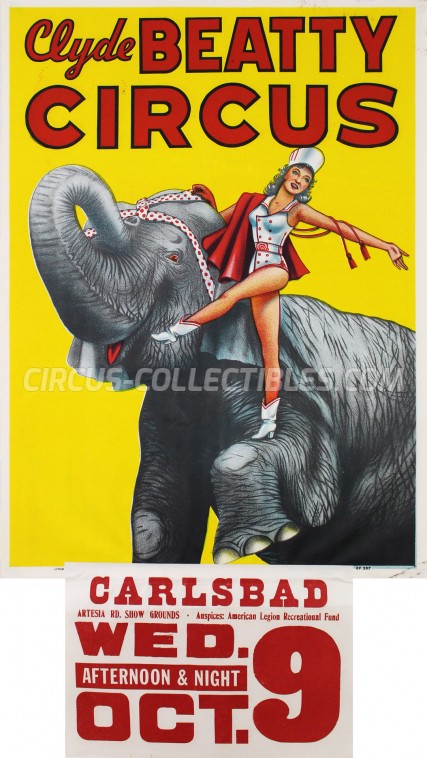 Clyde Beatty Cole Bros. Circus Circus Poster - USA, 1957