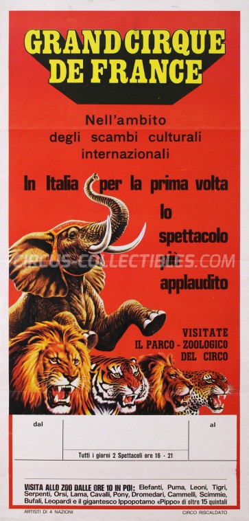 Circo di Francia Circus Poster - Italy, 1981