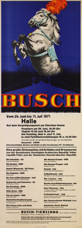 Busch Circus Poster - Germany, 1971