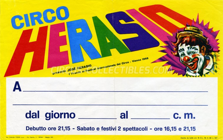 Herasio Circus Poster - Italy, 1972