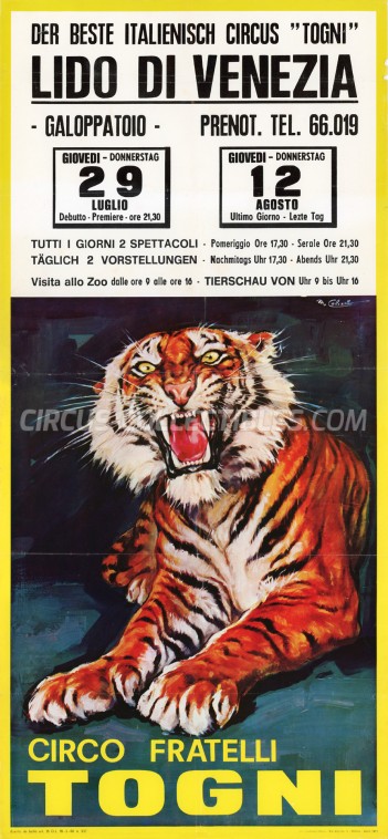 Cesare Togni Circus Poster - Italy, 1971