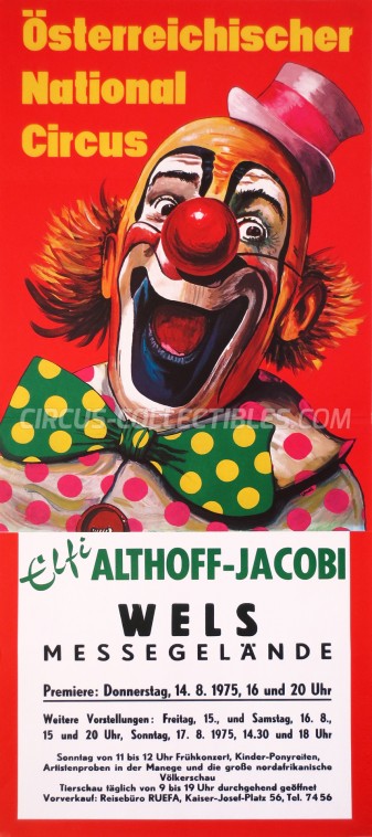 Elfi Althoff-Jacobi Circus Poster - Austria, 1975