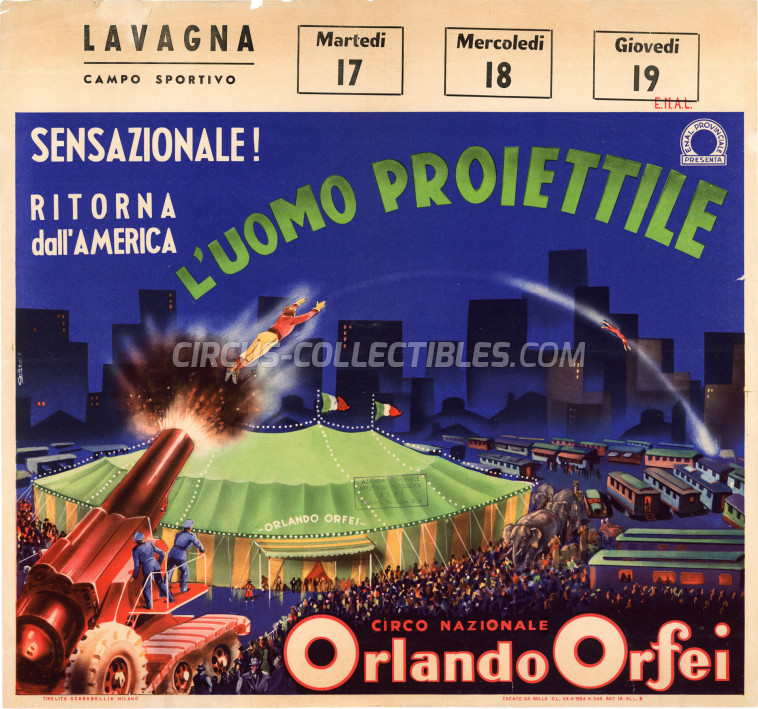 Orlando Orfei Circus Poster - Italy, 1963
