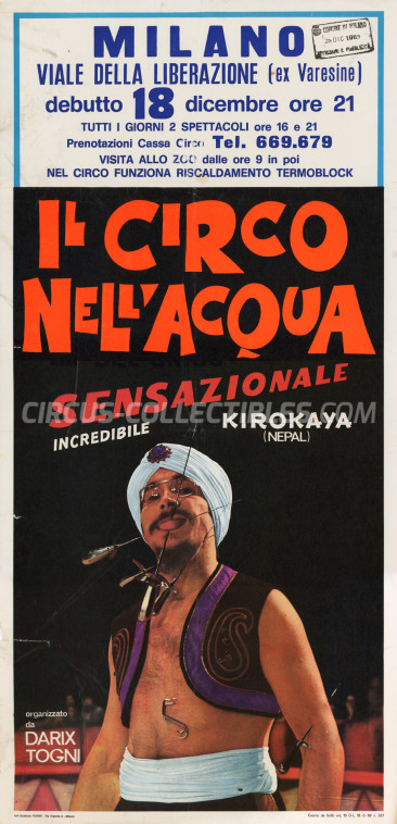 Darix Togni Circus Poster - Italy, 1969