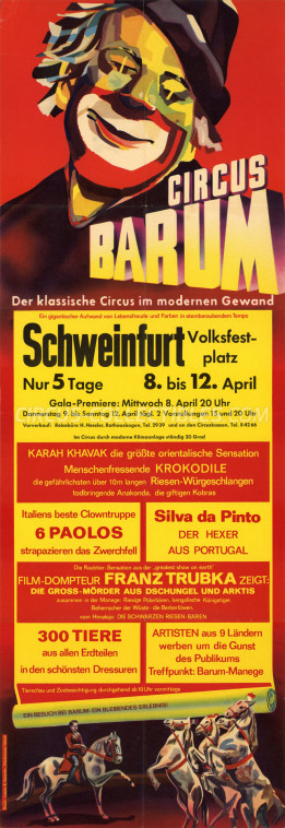 Barum Circus Poster - Germany, 1964