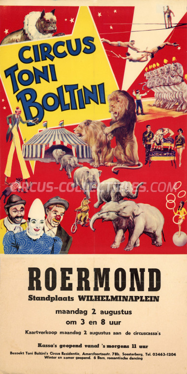 Toni Boltini Circus Poster - Netherlands, 1965