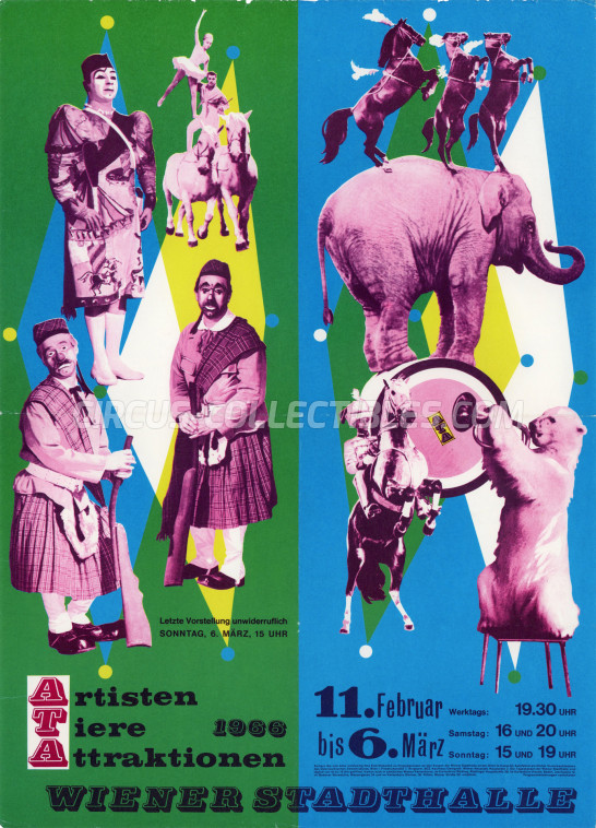 Artisten-Tiere-Attraktionen Circus Poster - Austria, 1966