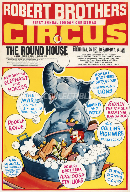 Robert Brothers Circus Circus Poster - England, 1969