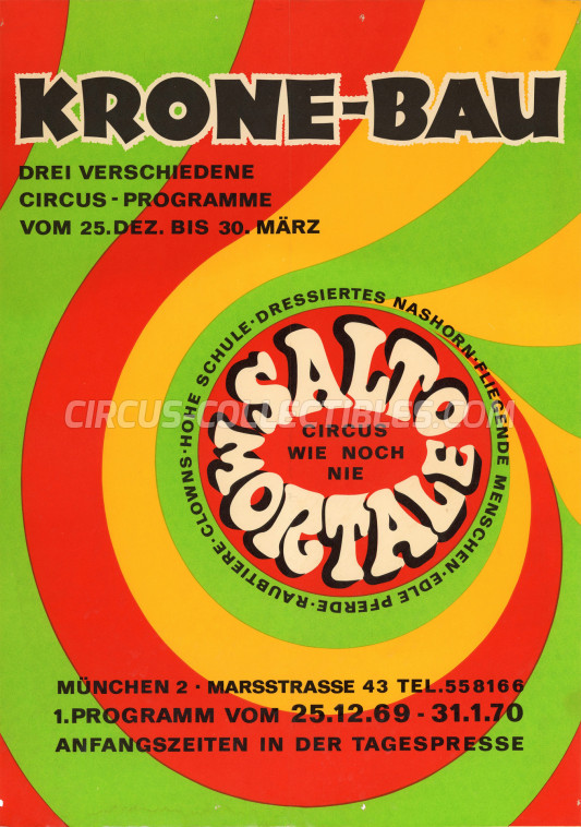 Krone Circus Poster - Germany, 1969