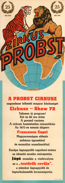 Probst Circus Poster - Germany, 1972
