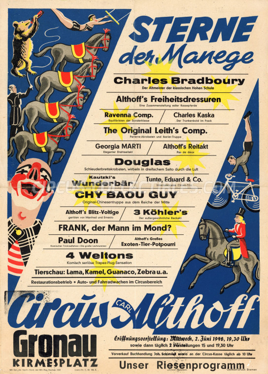 Carl Althoff Circus Poster - Germany, 1948