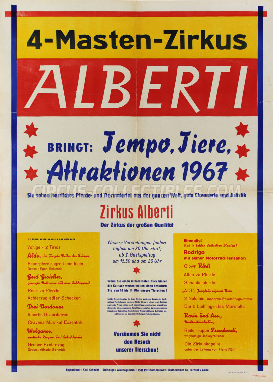 Alberti Circus Poster - Germany, 1967