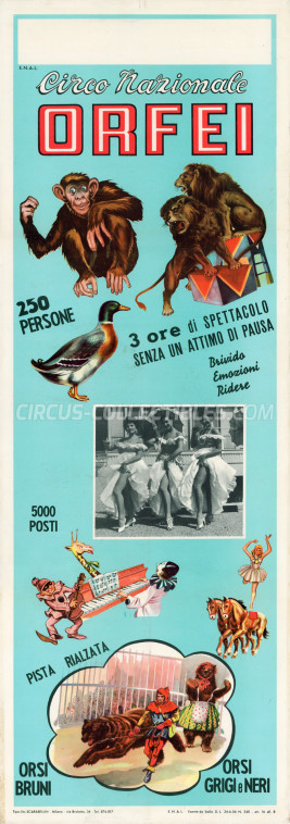 Orlando Orfei Circus Poster - Italy, 1958