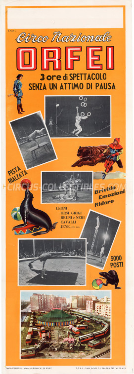 Orlando Orfei Circus Poster - Italy, 1958
