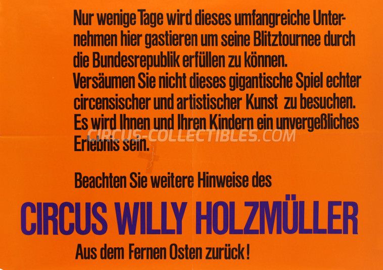 Willy Holzmüller Circus Poster - Germany, 1966