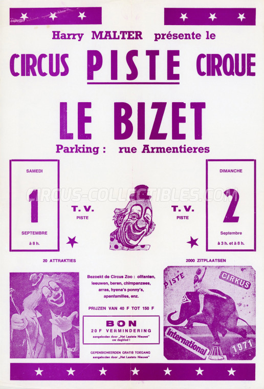 Piste Circus Circus Poster - Belgium, 1973