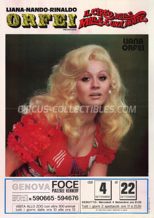 Nando-Liana-Rinaldo Orfei Circus Poster - Italy, 1974