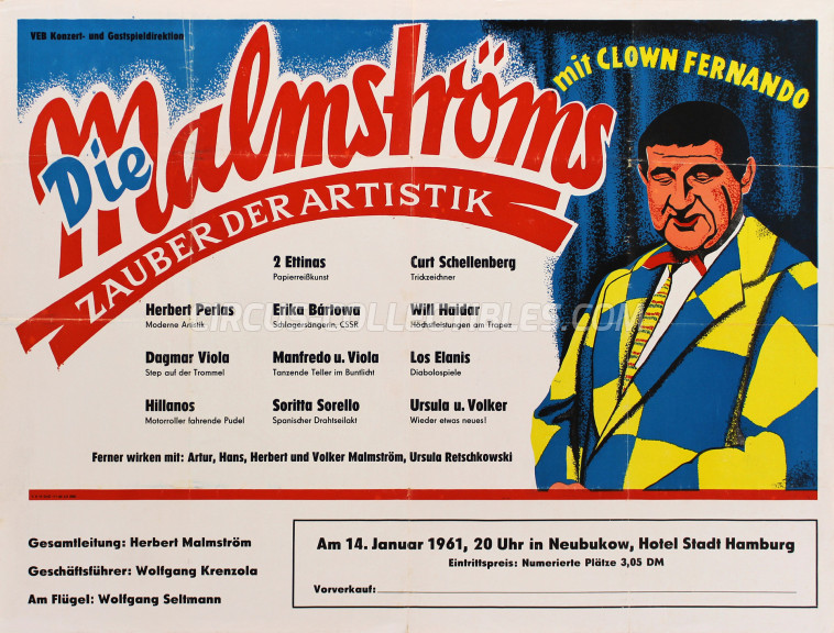Die Malmströms Circus Poster - Germany, 1961