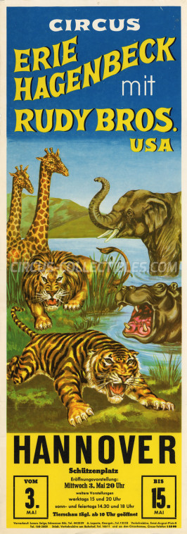 Rudy Bros Circus Poster - Germany, 1967