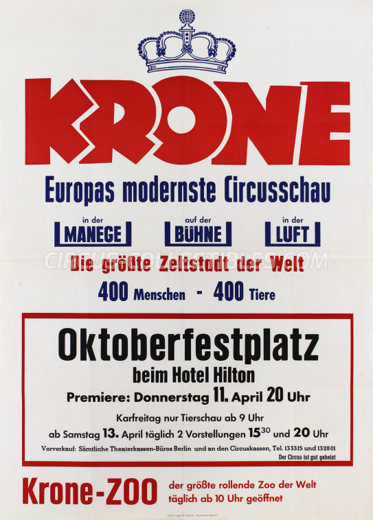 Krone Circus Poster - Germany, 1963