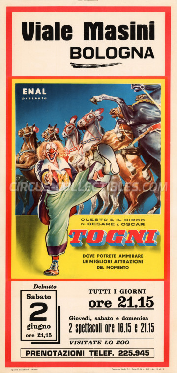 Cesare-Oscar Togni Circus Poster - Italy, 1962