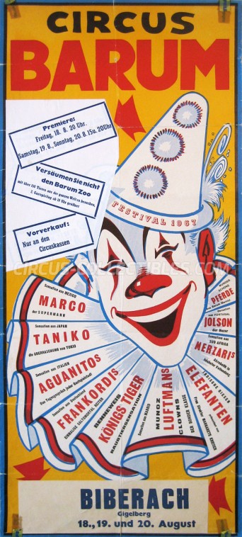 Barum Circus Poster - Germany, 1967
