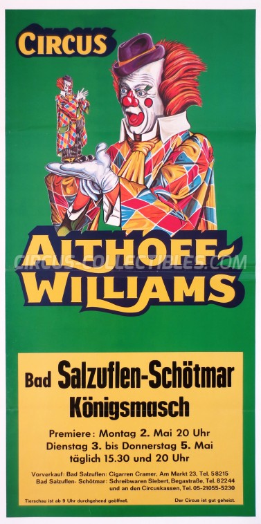 Althoff-Williams Circus Poster - Germany, 1977