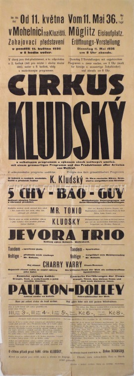 Kludsky Circus Poster - Czech Republic, 1936