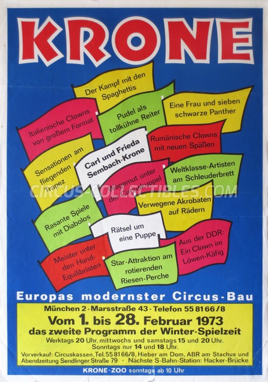 Krone Circus Poster - Germany, 1973