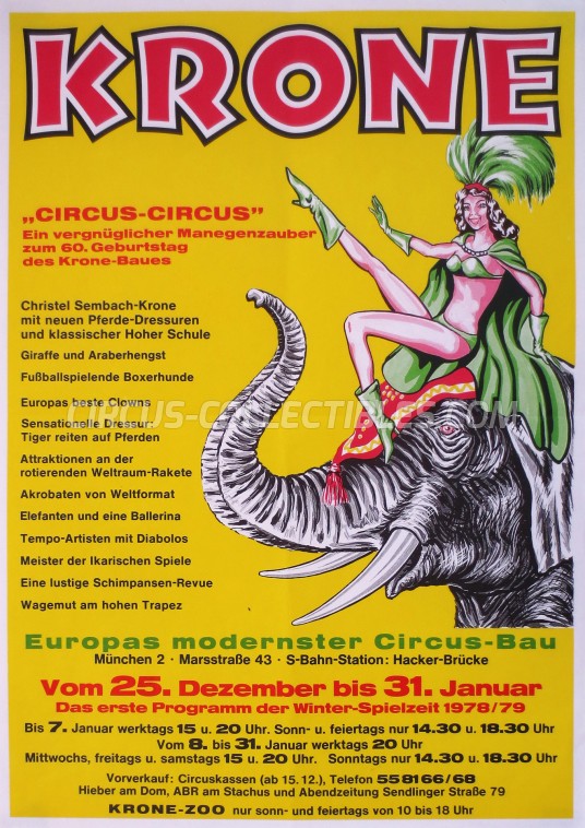 Krone Circus Poster - Germany, 1978