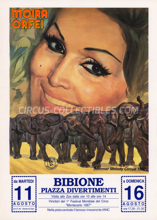 Moira Orfei Circus Poster - Italy, 1987