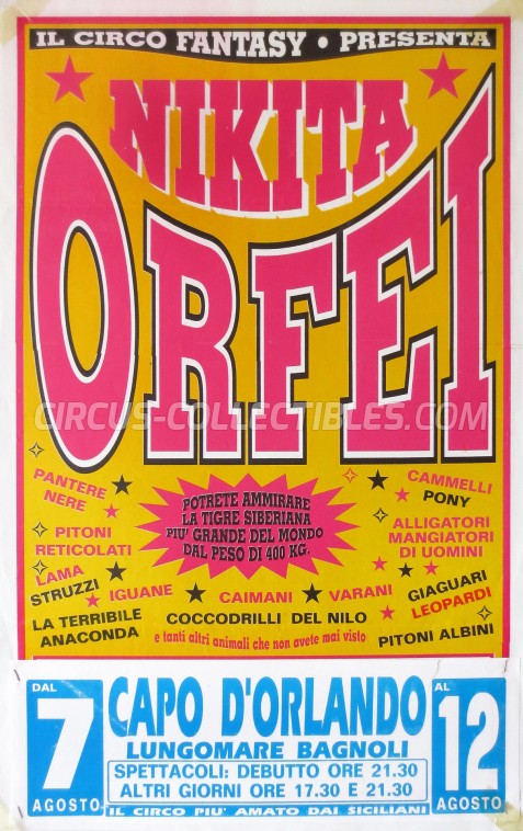 Nikita Orfei Circus Poster - Italy, 2001