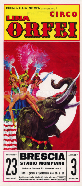 Lina Orfei Circus Poster - Italy, 1982
