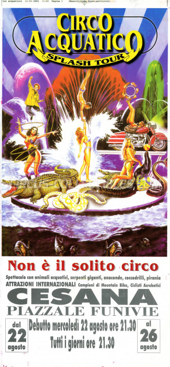 Acquatico Splash Tour Circus Poster - Italy, 2001