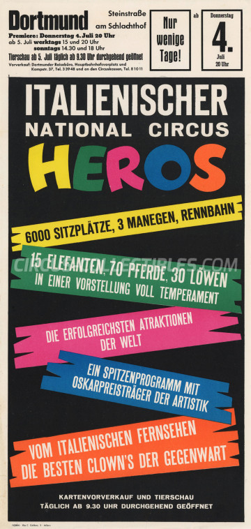 Heros (Togni) Circus Poster - Italy, 1963