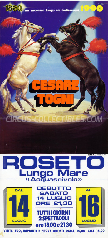 Cesare Togni Circus Poster - Italy, 1990