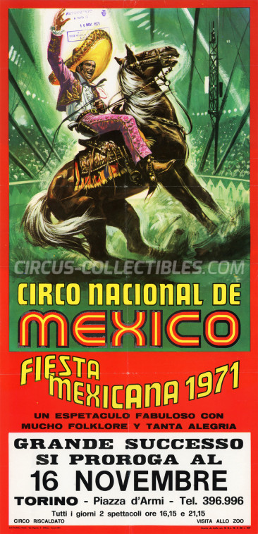 Circo Nacional de Mexico Circus Poster - Italy, 1971