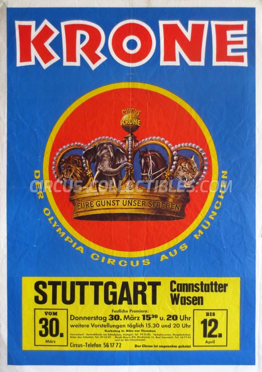 Krone Circus Poster - Germany, 1972