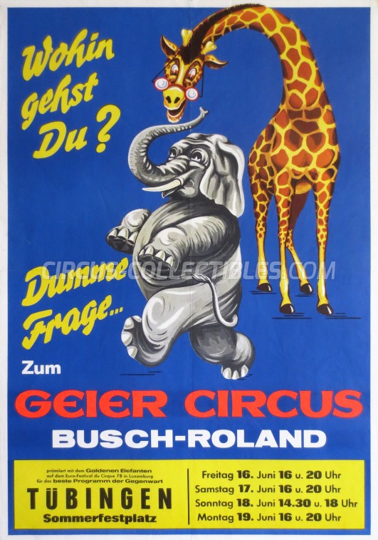 Busch-Roland Circus Poster - Germany, 1972