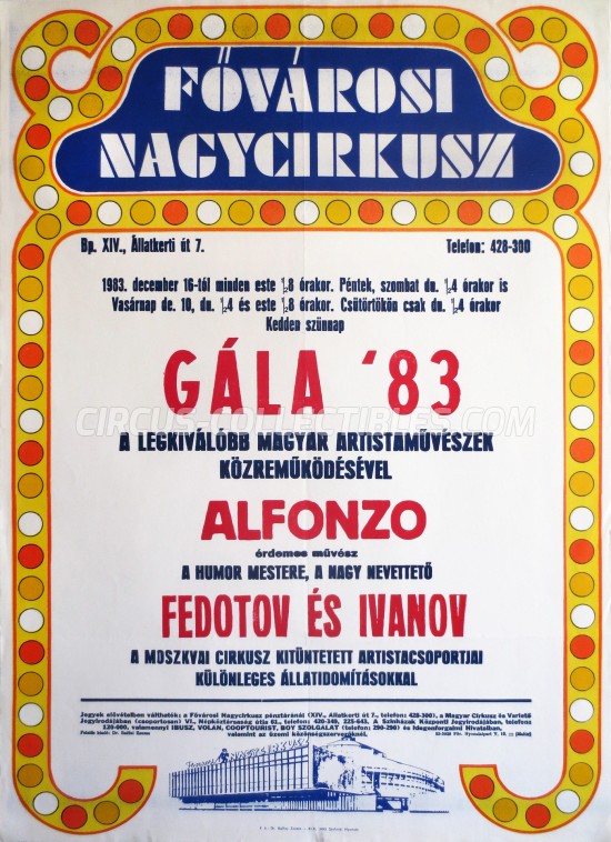 Fovarosi Nagycirkusz Circus Poster - Hungary, 1983