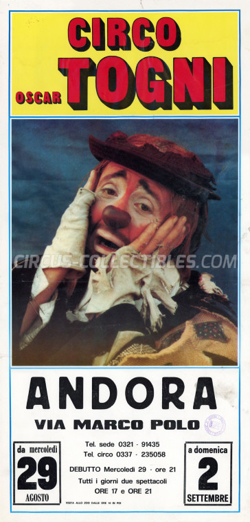 Oscar Togni Circus Poster - Italy, 1990