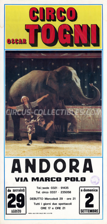 Oscar Togni Circus Poster - Italy, 1990